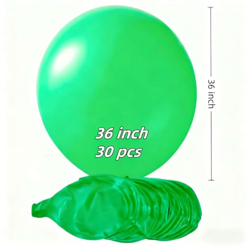 Image of 30 Pack Green Balloons 36 Inch Green Latex Large Balloon Bulk - for Forest Party Decorations and Events