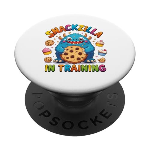 Snackzilla in Training Funny Monster Kids Design PopSockets Adhesive PopGrip