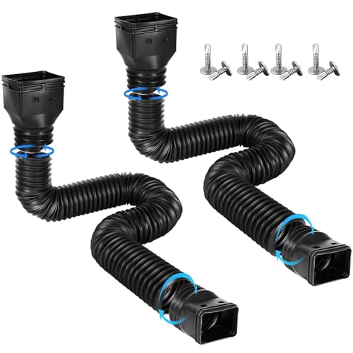 2 Piezas Extensión de Canalón de Lluvia, Extensor de Bajante de Lluvia Drenaje Retráctil para, Conector de Drenaje de Diseño Dividido de 21-60 Pulgada para la Mayoría de los Desagües Residenciales