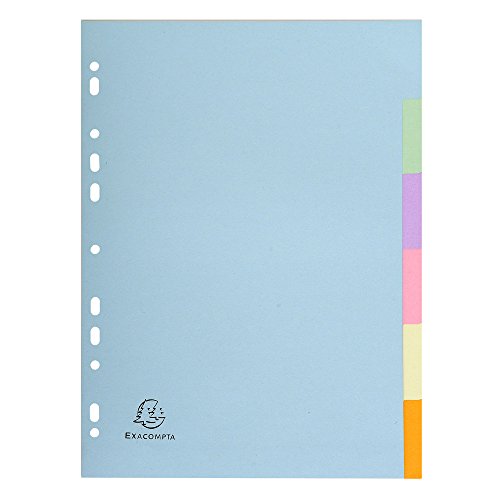 Exacompta 1606E Cartón, Papel Multicolor 6pieza(s) - Divisor (Multicolor, Cartón, Papel, A4, 225 mm, 297 mm, 0,3 mm)