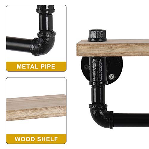 Liantral Toilet Paper Holder With Wood Shelf, Industrial Wall-Mount Rustic Tissue Roller Dispenser Rack For Bathroom #TOP2