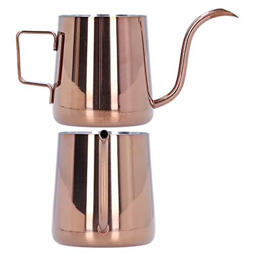 Panela de café, chaleira de pescoço de ganso brilhante ouro rosê cafeteira antiferrugem para casa pa