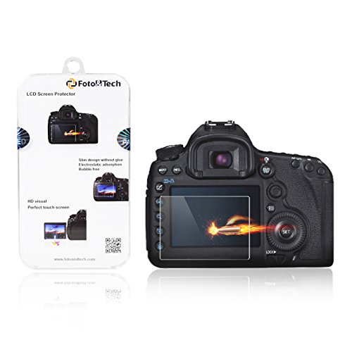 Foto&Tech Premium Quality Tempered Precision Optical Glass Screen Protector Compatible with Canon 80D/70D/T5i LCD with Scratch Proof 9H Hardness,HD,Ultra Clear,100% TOUCHSCREEN SENSITIVITY,Slim