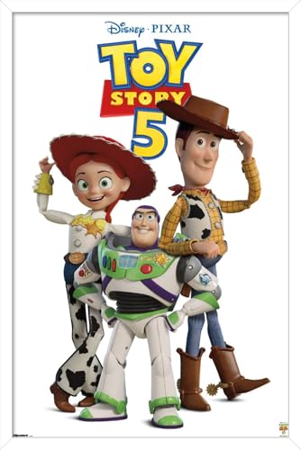 Trends International Disney Toy Story 5 (2026) - The Big Three Feature Series Wall Poster, 34L x 22.4W, White Framed Version