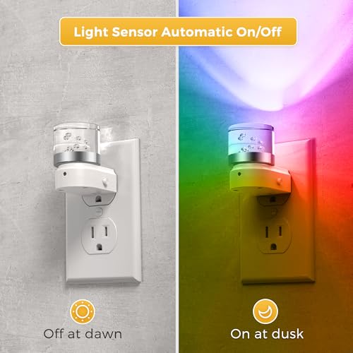 Image of L LOHAS LED Night Light, Night Lights Plug into Wall, Color Changing Nightlight RGB with Dusk to Dawn Sensor, for Halloween, Christmas, Holiday, Hallway Bedroom Kids Room, 2 Pack