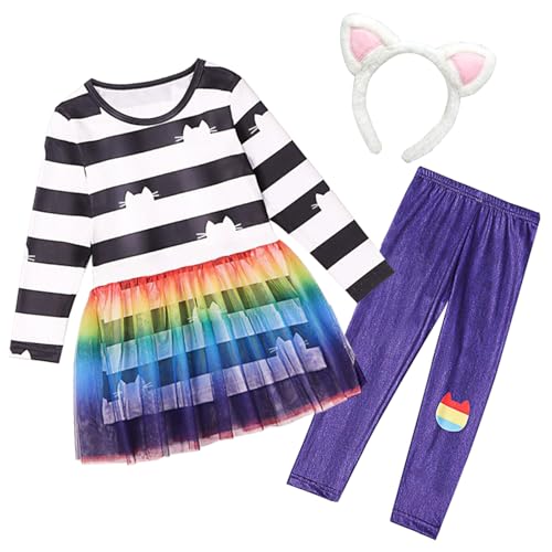 Disfraz de gato arcoíris para niñas 4T-5T