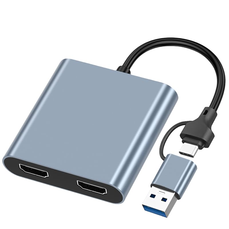 Image of HDMI Splitter Extended Display for Windows & MAC OS Dual Monitor - Multi-Monitor Display 3 Separate Screens - USB-C /A Adapter to HDMI 2.0, 4K@30Hz & 1080@60Hz