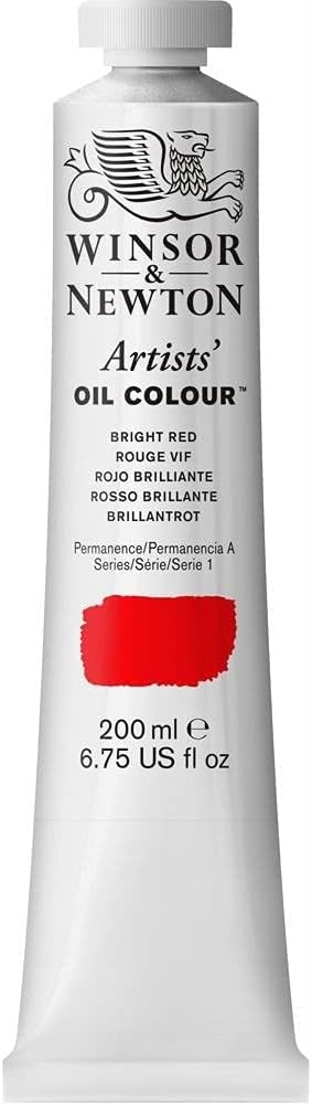Winsor & Newton Artists' Oil Colour Bright Red (042) in 200 ML Tube, Finely Pigmented Oil Painting Colors for Canvas & Paper, Art Supplies for Beginners & Professional Artists