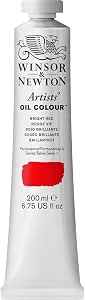 Tubo de tinta óleo Winsor & Newton para artistas, BRIGHT RED, 200-ml Tube