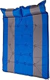 Doppelte selbstaufblasende Isomatte, Camping-Isomatte, mit Kissen für 2 Personen, 3 cm Dicke Schaumstoff-Isomatte, Isomatte, spleißbar, Füllschwamm, für Zelt, 190 x 132 x 3 cm, Blau