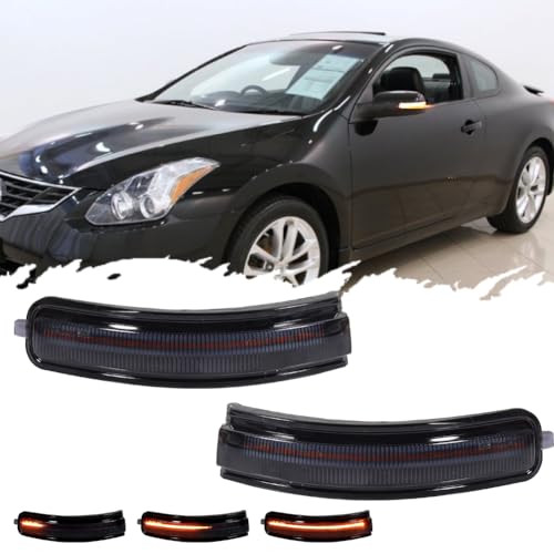 TurningMax For 2007 2008 2009 2010 2011 2012 2013 Nissan Altima Side mirror turn signal Lights Smoked Lens 26442ZX50A, 26443ZX50A