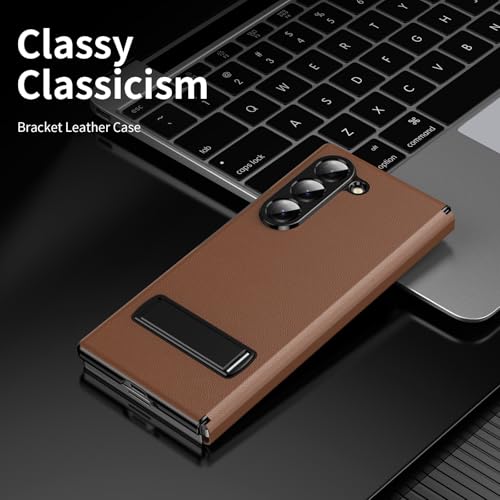 Image of for Samsung Galaxy Z Fold 8 Ultra Magnetic Flip Folding Case, Multi-Angle Bracket, High Classy Luxurious Business Leather, Full Body Hinge Protective Slim Cover.(Brown)