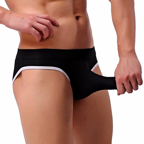 Yanhoo Slip Hommes, Malles Sexy sous-Vêtements Hommes Boxeur Mémoires Culottes Sportives Shorts Bulge Pouch Slip Bikini Garçons Pantalons Bodywear (XL, Noir)