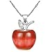 Produktbild Uloveido Frauen Apple Statement Halskette Weißes Gold überzogen, Candy-Red Apple Anhänger Halskette mit Zirkonia Schmuck Geschenke für Lehrer Kinder YL007 (ROT)