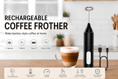 Image of Premium Electric Milk Frother,USB frother Portable Handheld Coffee Foam Maker, Stainless Steel Mixer for Cappuccino, Latte, Matcha & Hot Chocolatemilk frother| Electric Foam Maker