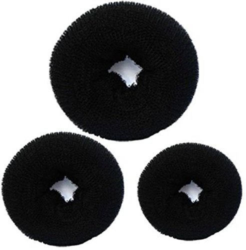 JAMPAK™ 3 Pieces Donut Bun Maker Hair Bun Maker Ring Style Bun Maker Set for Chignon Hair Includes Large, Medium and Small (Black)