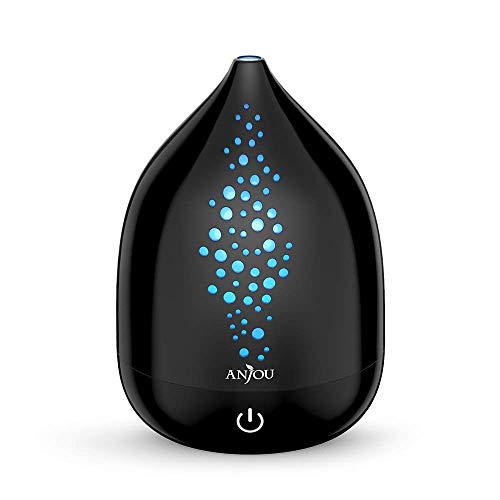 Anjou 200ml Essential Oil Diffuser Aromatherapy Diffuser 2-in-1 Humidification and Aromatherapy for Home, Office (BPA-Free, Up to 8H Use, Waterless Auto Shut-Off) (Black)