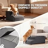 Mora Pets Hundetreppe, Haustiertreppe für Bett und Sofa Hunde Treppe 4 Stufen & teilbar (1 Treppe = 2 Lösungen) rutschfeste, waschbarer Bezug, Hunderampe aus Schwamm