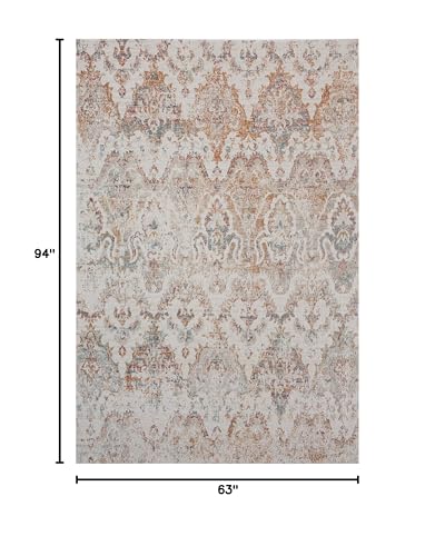 Image of LR Home 5x8 Indoor Outdoor Classic Ikat Turkish Woven Area Rug for Home Decor | Multicolored