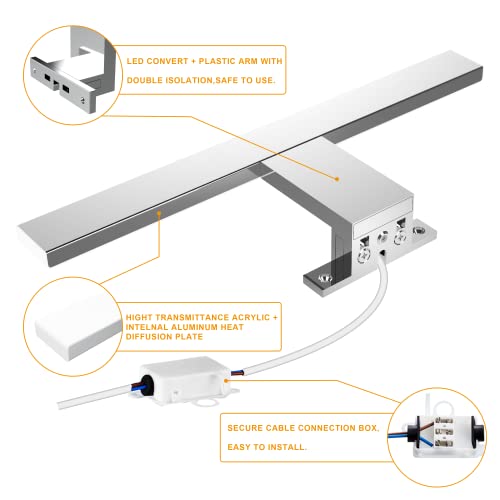 Aourow-LED-Luz-Espejo-5W-500-LumenesLampara-Espejo-Bano-Blanco-Frio-6000KApliques-Espejo-de-Bano-Inoxidable-IP44Sin-Luz-de-Gabinete-Parpadeante-Para-el-Bano-Longitud-del-Producto30cm