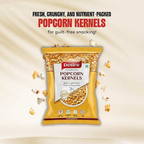 Image of Desire Popcorn Kernel Seeds, 500g | Jumbo Makkai Popcorn Kernels | Imported, High Expansion, A Grade for Gourmet Popcorn