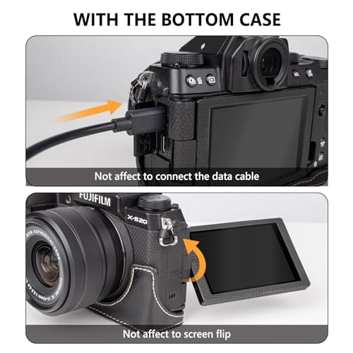 Image of MUZIRI KINOKOO Case for Fujifilm Fuji XS20 /X-S20 Camera, Retro Style PU Leather Fuji XS20 Protective Case with Hand Grip and Opening Bottom Design - Black