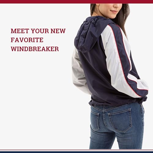 U.S. Polo Assn. Women's Hooded Raglan Sleeve Varsity Windbreaker W/Piping Poly Mesh Lining4
