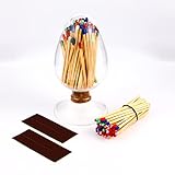 100Pcs 4'' Rainbow Matches in a Jar with Striker, Match Holder with Striker, Glass Match Cloche with Striker, Match Striker Jar with Long Wood Safety Matches, Includes 3 Free Striker Strips