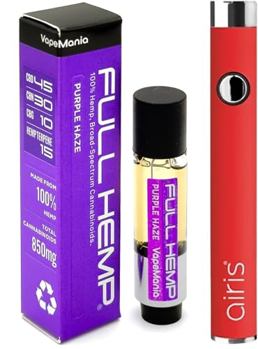 CBD���L�b�h �X�^�[�^�[�Z�b�g VapeMania FULL HEMP Cartridge PURPLE HAZE 1ml CBD CBN CBG �Z�x85% �J���i�r�m�C�h850mg �x�C�v�}�j�A �I���W�i�� �t���w���v �J�[�g���b�W ���Z�x ���L�b�h