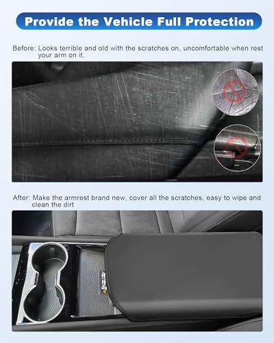 Image of CDEFG for 2024 2025 2026 Chevy Blazer EV Center Console Cover for 2024 2025 2026 Chevrolet Blazer EV LT /RS Accessories Armrest Cover Blazer EV Middle Console Pad Arm Rest Cushion (Black Leather)