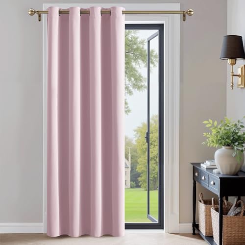 PONY DANCE Rideau Rose - Rideaux Occultant de Fenêtre Décoration de Chambre Romantique pour Maison Lumineux Bloquer Prêt à Poser, Largeur 132 x Hauteur 210cm, 1...