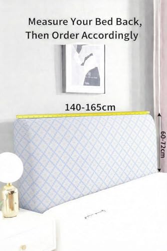 Image of HOMETHREADS 200 GSM Stretchable Jacquard Headboard Cover | Soft, Dust-Proof & Wrinkle-Resistant Bed Back Protector | Fits Leather, Wooden & Fabric Bedsides |for 5ft to 5.5ft Beds | (Blue, 150x65Cm)