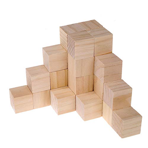 Supla 30pcs 1.5 Inch - Natural Solid Wood Square Blocks Wood Cube Blocks– for Puzzle Making, Craft - //coolthings.us