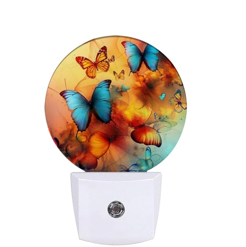 Image of Colorful Butterfly Night Light,Night Lights Plug into Wall for Kitchens Toilets Bedroom Decorative Half Round Nightlight Led Lamp 0.5W Sleep Friendly