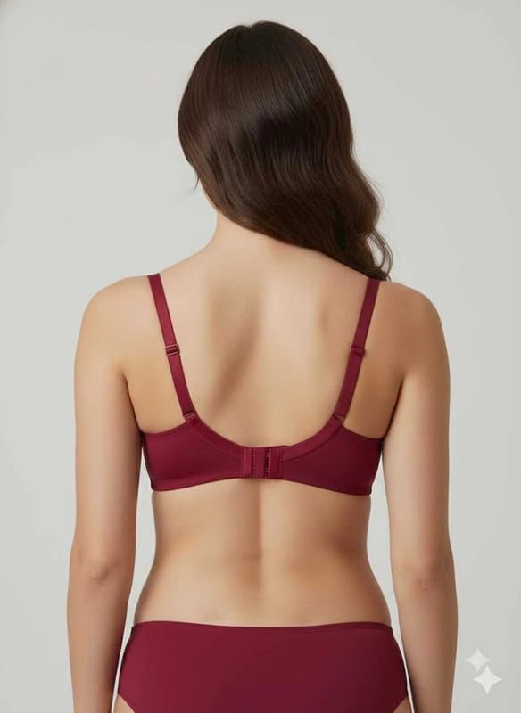 Image of Imsa Moda Women's Nylon Lycra Padded Non-Wired Full Coverage Everyday Bra | Soft, Comfortable & Supportive | Seamless Regular Wear Bra (Pack of 2)