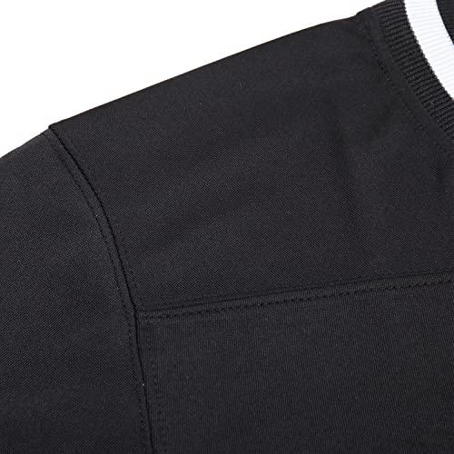 Pullonsy American Blank Football Jersey for Men Women Hip-Hop Shirt Outfit Tops White Stripes Black Jersey Size Small - Thumbnail 4