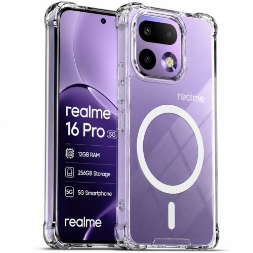 Image of Transparent Back Cover for Realme 16 Pro 5G Shockproof Side TPU Bumper & Back Pc Protective Magnetic Support Cover Case (Realme 16 Pro 5G)