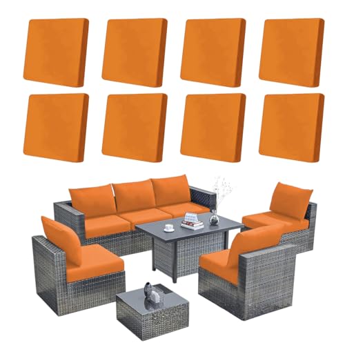 Hiseng Lot de 8/12/14 Housses de Coussin d'extérieur Extensible pour Salon de Jardin, Couleurs Unies Housses de Coussin de Rechange Canapé Extérieur Meubles...