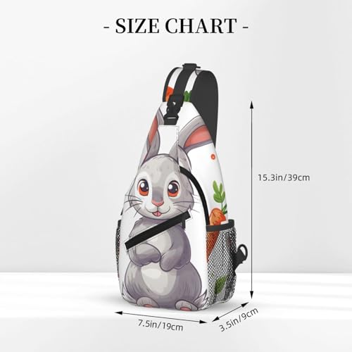 Bolso Sling con Estampado Gray Bunny Carrot para Unisex miniatura 3