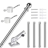 NFSQ 6FT Flag Pole Kit - Flag Poles for Outside with 180 Degree Adjustable Bracket, Heavy Duty Stainless Steel Portable Flag Pole for Truck Porch Garden Yard