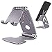 Produktbild TECOOL Faltbarer Handy Ständer, Höhenverstellbarer Ausziehbarer Aluminium Handyhalterung Smartphone Halter für iPhone 12 11 Pro Xr SE Xs Max 8 7 Android, 4"-8" Smartphones Tablets - (Grau)