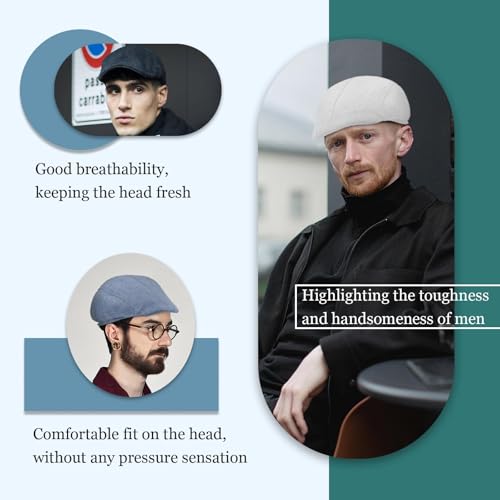 Lafefe Casquettes Plates pour Hommes, Blanc, Taille Unique