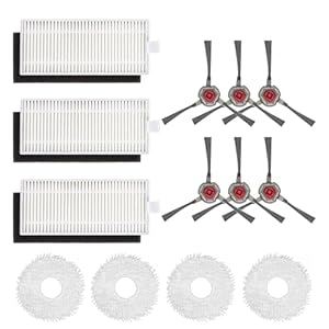 Ersatzteile Zubehör für Yeedi Mop Station Roboterstaubsauger, Ersatzteile 6 Seitenbürste, 3 HEPA-Filter, 4 Wischtuch für Yeedi Mop Station Roboter-Staubsauger (13 Stück)