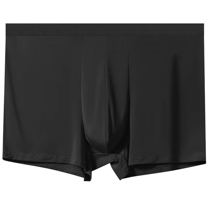 Large Size 4XL-10XL Fashion Ice Silk Underwear Men High Waist Breathable Boxer Briefs Soft Skin-Friendly Panties(Color:Black,Size:7X-Large)