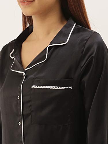 Image of STORIES OF BANNO'S SWAGGER Women Satin Solid Night Suit Set | Premium Soft Satin Nightwear Pajama Set | Stylish Comfortable Sleepwear for Ladies | Elegant Lounge Wear Night Dress