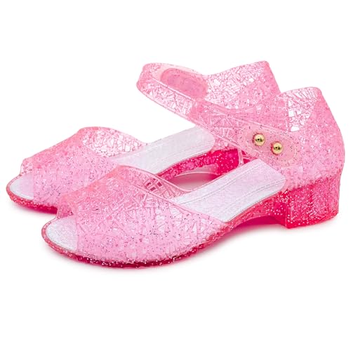 Image of techcity Princess Girls Sandals Dress Up Dance Party Cosplay Jelly Shoes for Kids Toddler Mary Janes