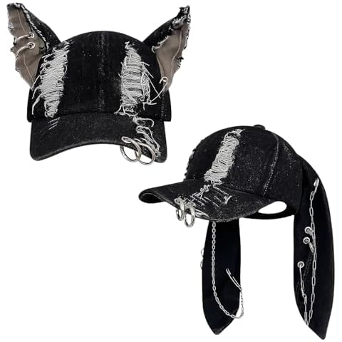 Shyyween Y2K Bunny & Cat Ear Denim Hats Cover
