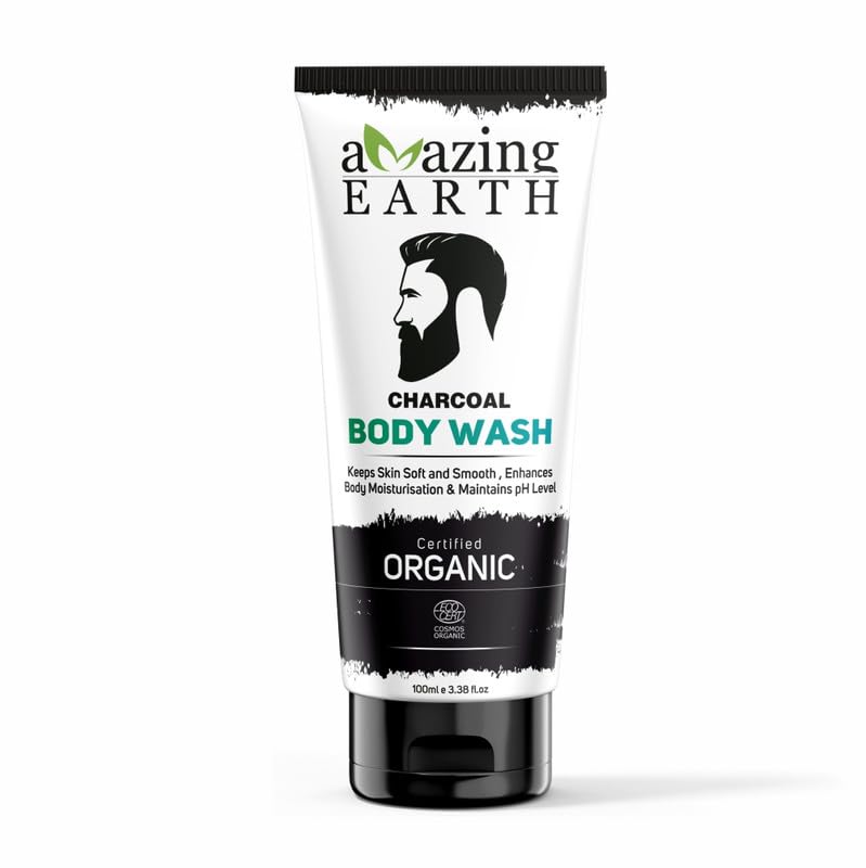 AMAzing EARTH Charcoal Multi-Action Face Wash 100 ml And Body Wash Certified Organic Deep Cleansing, 4