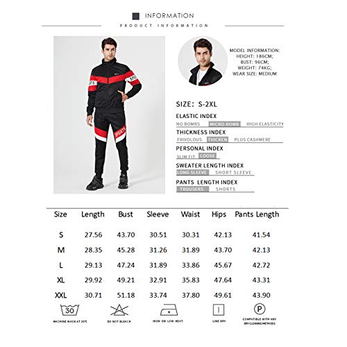 Duofier Men's Tracksuit Set Sweatshirt Jogger Sweatpants Solid Patchwork Warm Sports Suit, Black-2Xl #TOP6