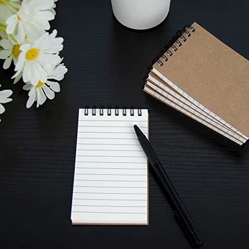 5 Pack Small Spiral Notebooks,3" X 5" Mini Pocket Notebook,Kraft Brown Notebook Memo Pad,75 Sheets/150 Pages Each Small Notepad #TOP5
